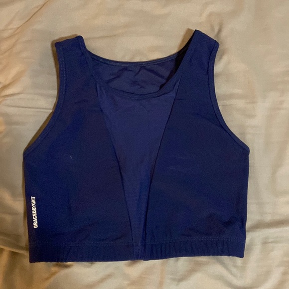 graced by grit Tops - Navy blue cropped workout top